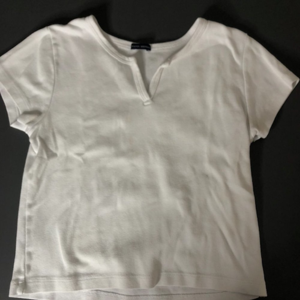 Brandy Melville White Notch T-Shirt